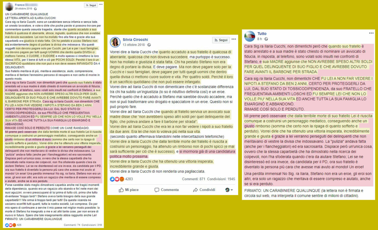 La Lettera Aperta Di Un Carabiniere Qualunque A Ilaria Cucchi Un Vergognoso Copia Incolla Dal 2018 Open